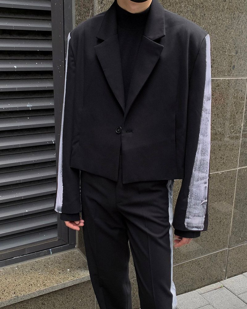 MO Raon Painting One Button Cropped Jacket (Set - Up)