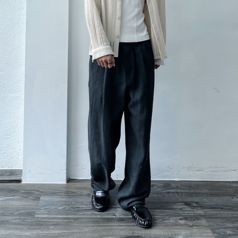 Textured Draped Wide Pants