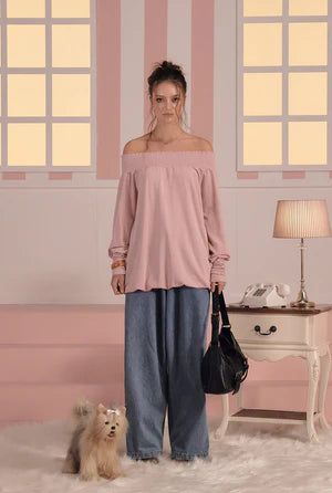 Bell shirring top - pink