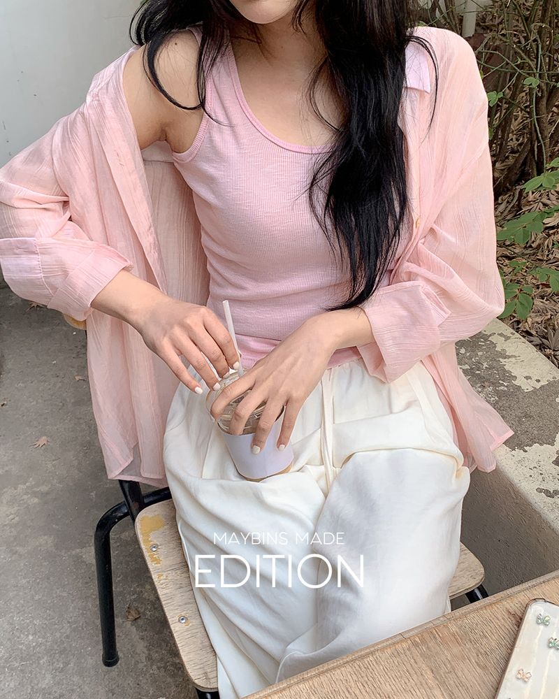 [MADE] Tencel shirt & sleeveless set