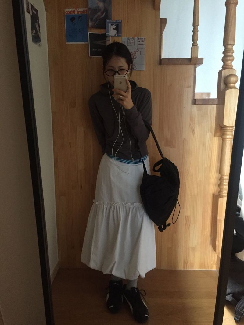 pumpkin nylon long skirt