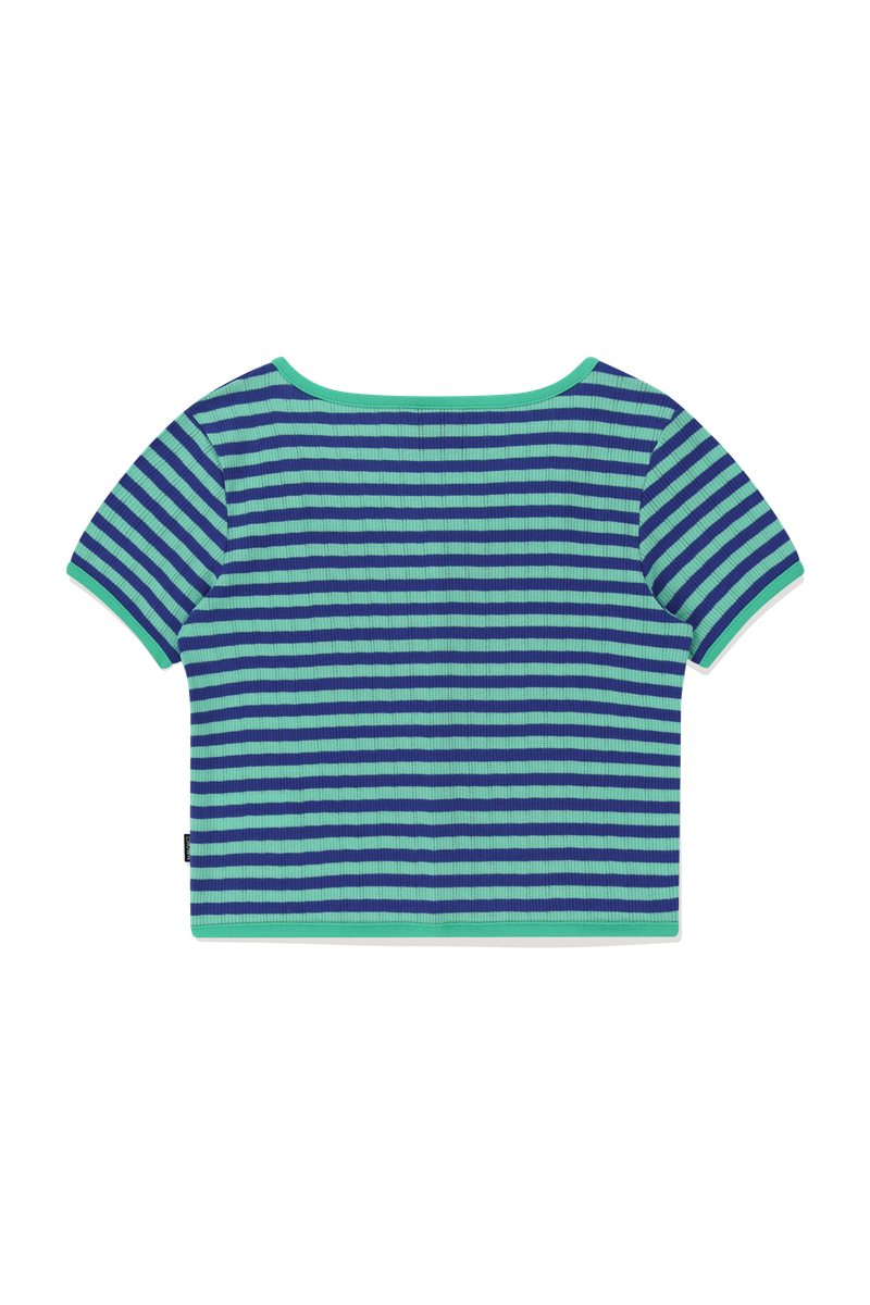 SQUARE NECK STRIPE CARDIGAN