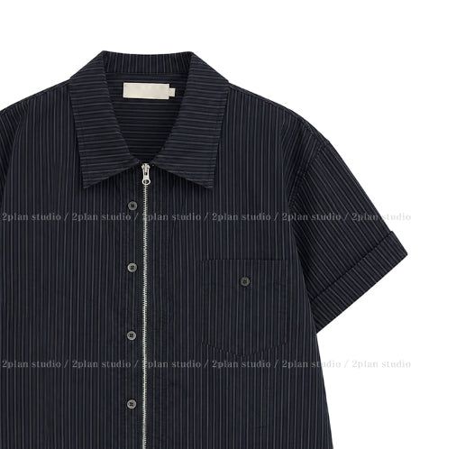 Verno Two-way Zip-up Half Shirt