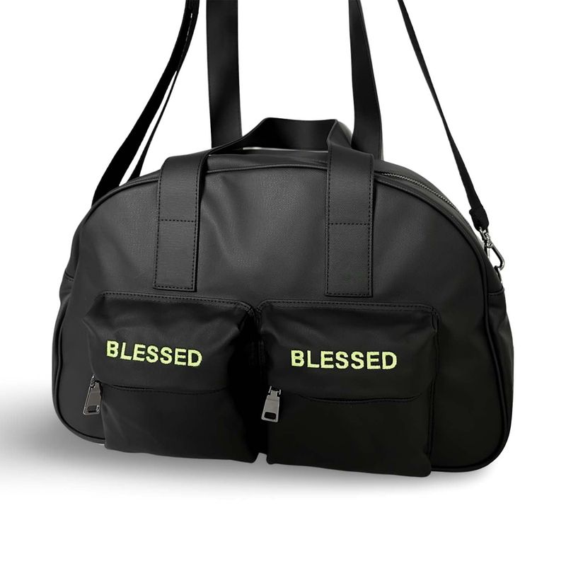 HALF MOON SHOULDER CROSS BAG_LARGE-Coating canvas Black_Ygreen