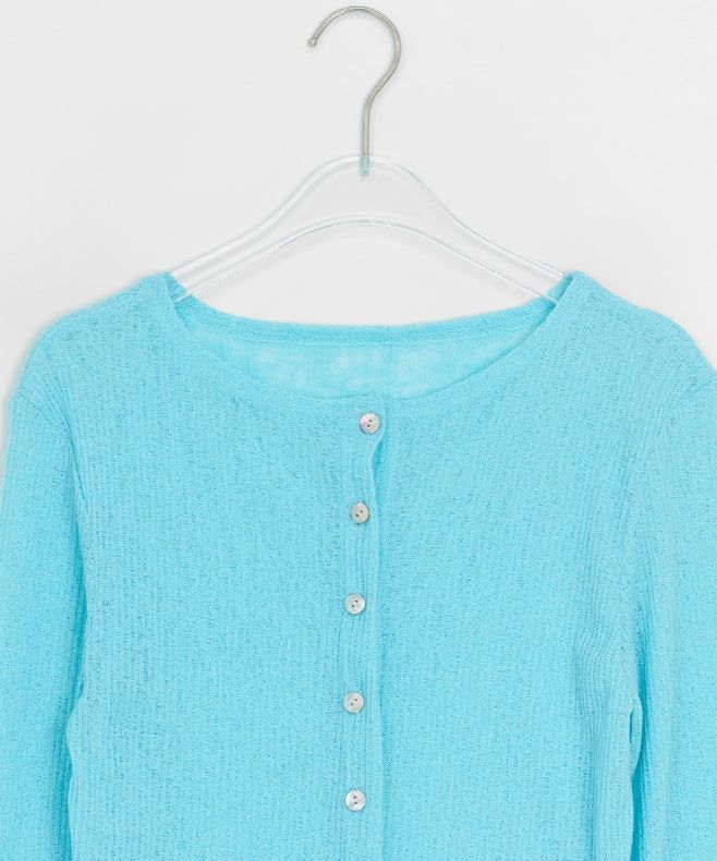 Macy Summer See-Through Ribbed Slim-Fit Cardigan