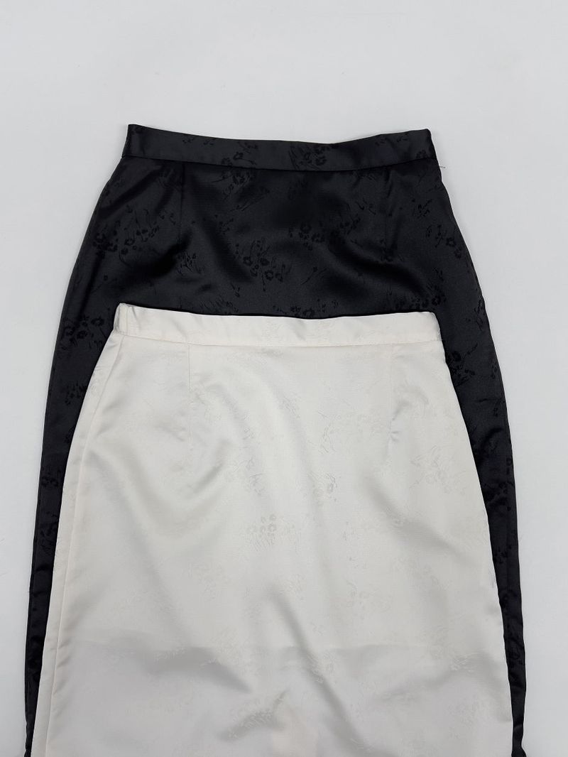 Jacquard satin midi skirt