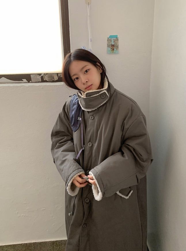 Panbi Wool Long Bomber Jacket