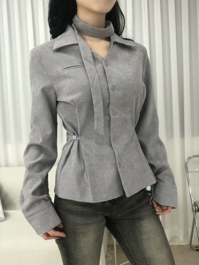 Dual Tie Pintuck Line Shirt