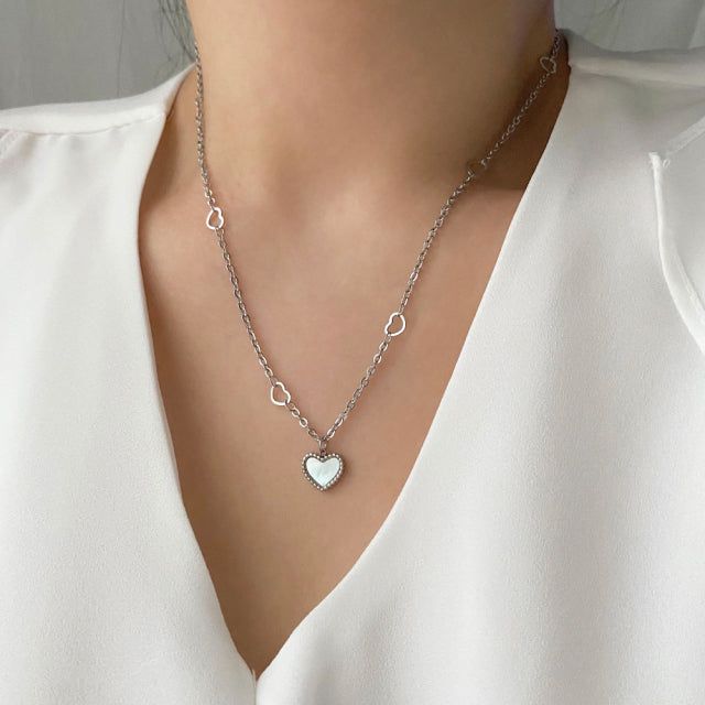 hhr Heart chain mother-of-pearl necklace