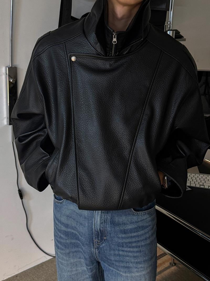ASCLO Saint Double Collar Leather Jacket (2color)