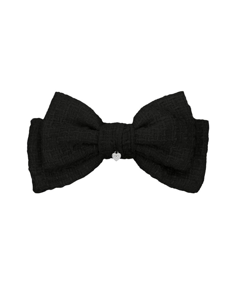 CHECK GLITTER TWEED RIBBON HAIRPIN_BLACK