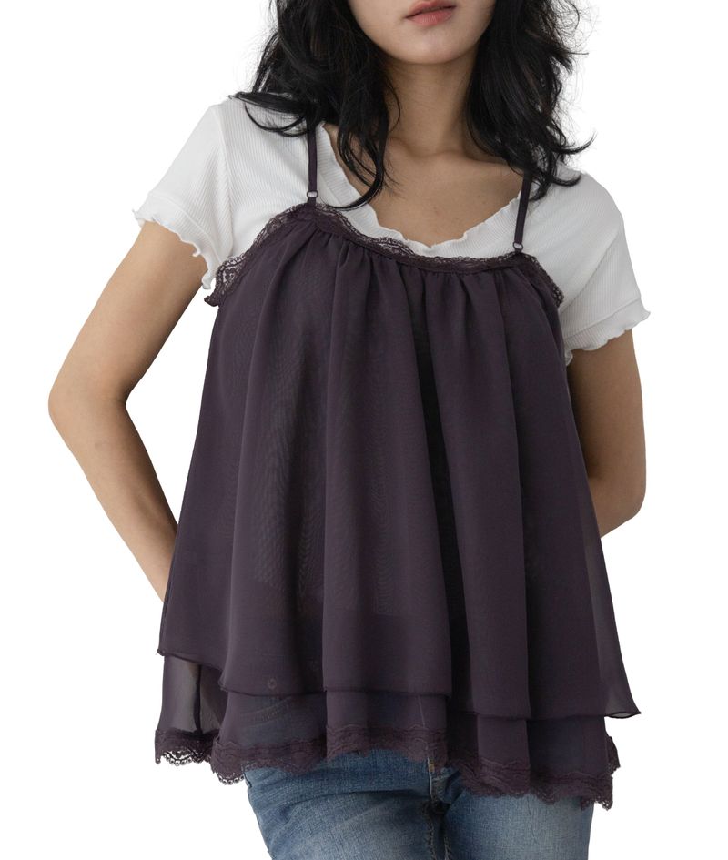 Pony Adjustable Strap Chiffon Top