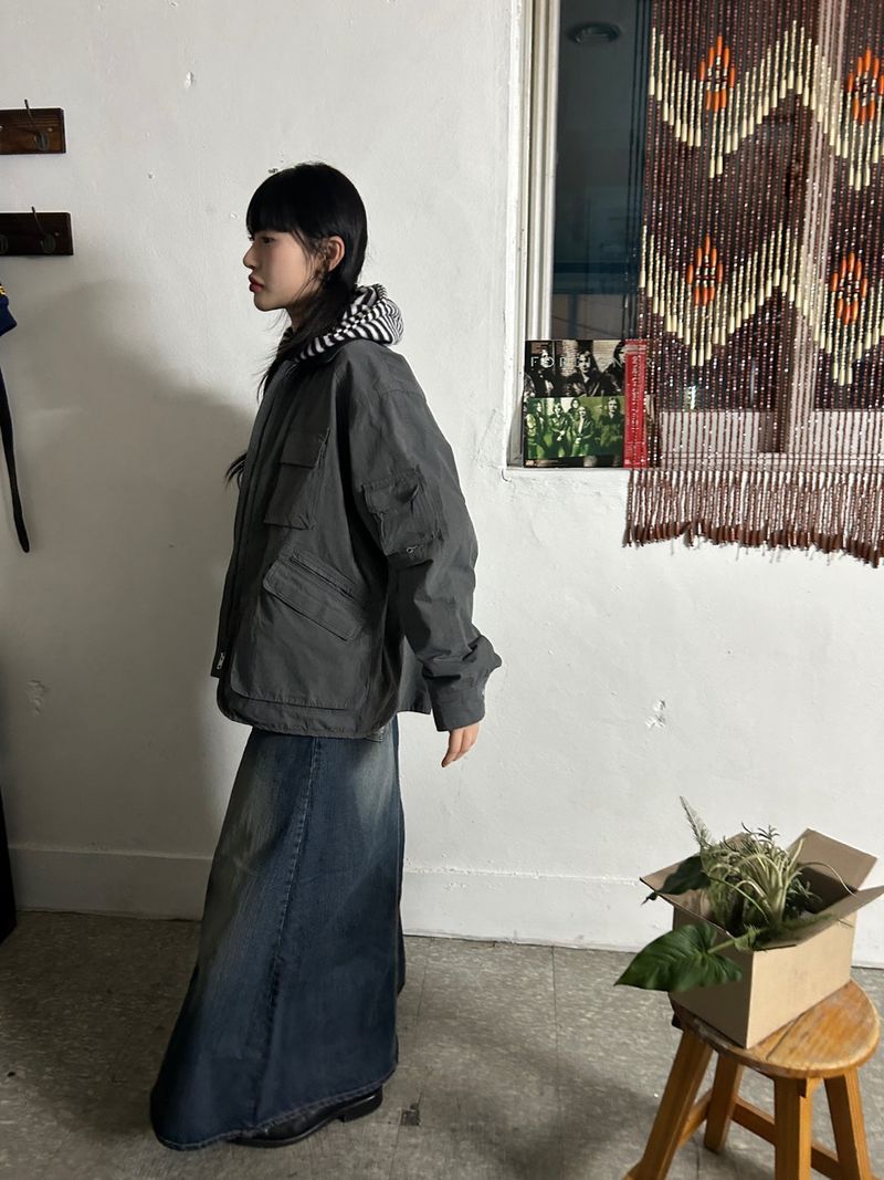 (2colors) bijou maxlong denim skirt