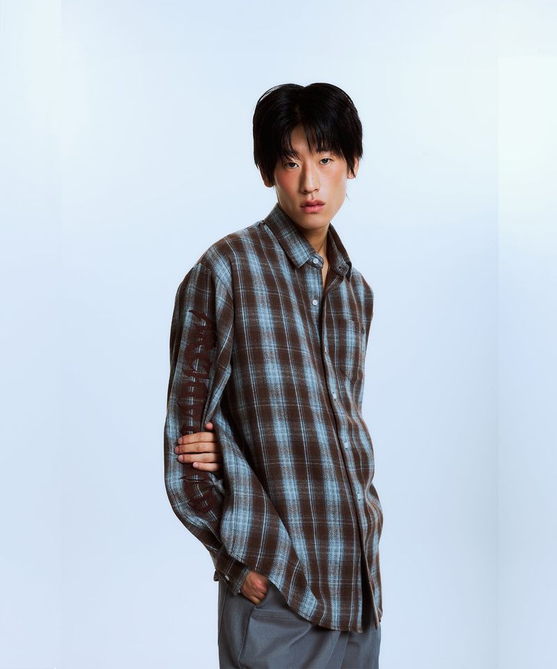 AB EMBROIDERY CHECK SHIRTS (BROWN)