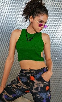 side hole sleeveless_green