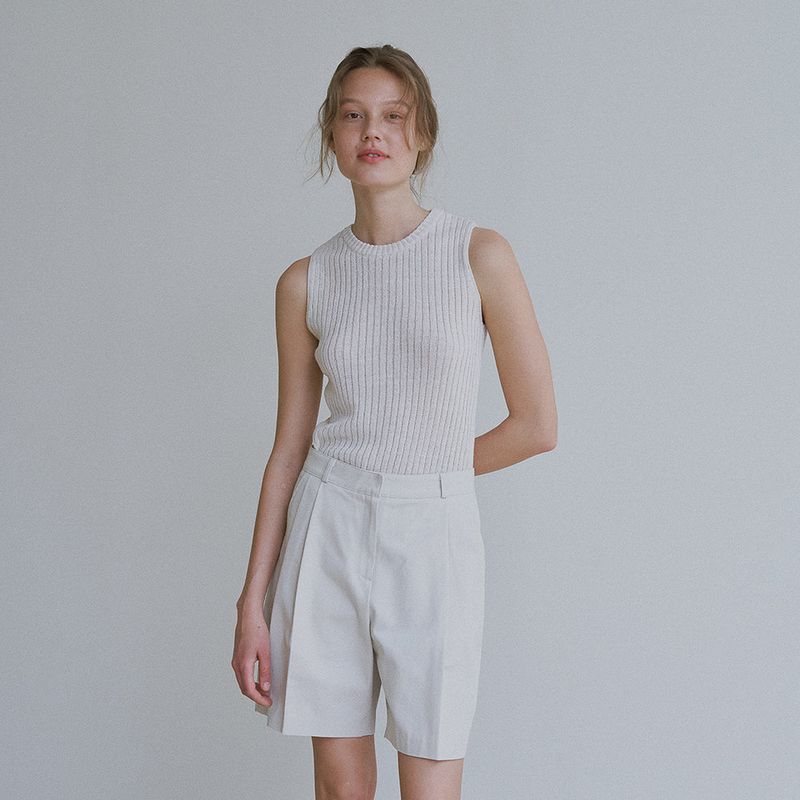 Linen ribbed sleeveless