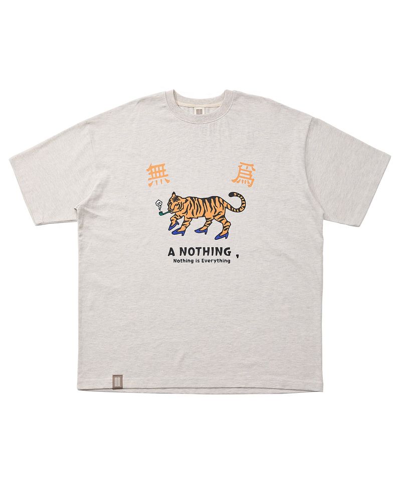 A NOTHING（アナッシング）の「MU-WI PRT. BOX 1/2 TEE (Oatmeal)（Tops）」