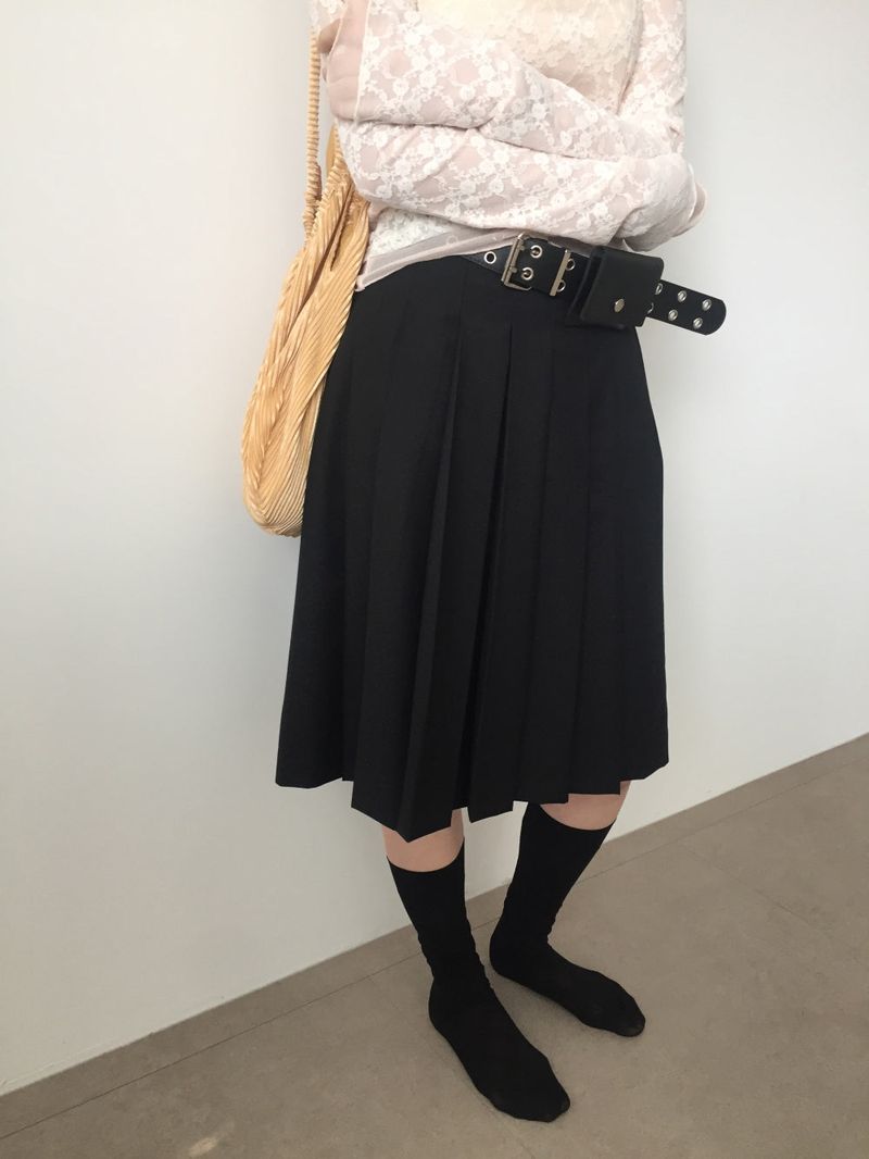 YWD PLEATS SKIRT + BELT (2color)