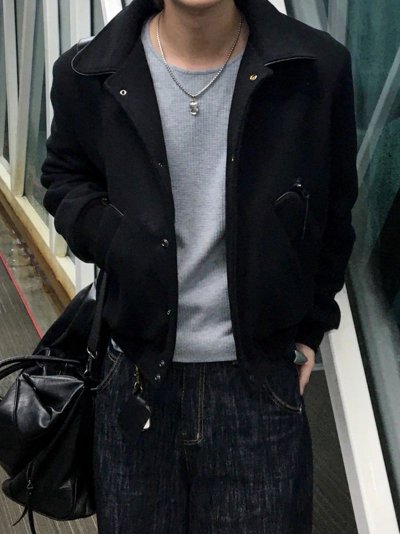 Premium Wool Cropped Varsity Jacket
