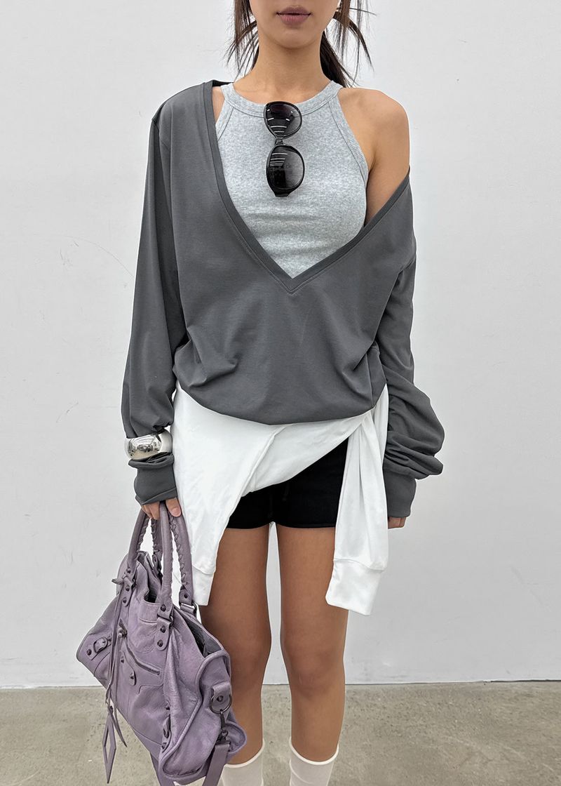 [MADE] Roslyn Deep V-Neck Summer Long Sleeve Top (Linen 55%)