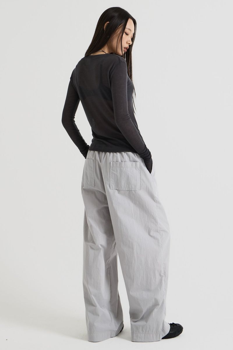 French Wool Tencel Long Sleeve, Charcoal