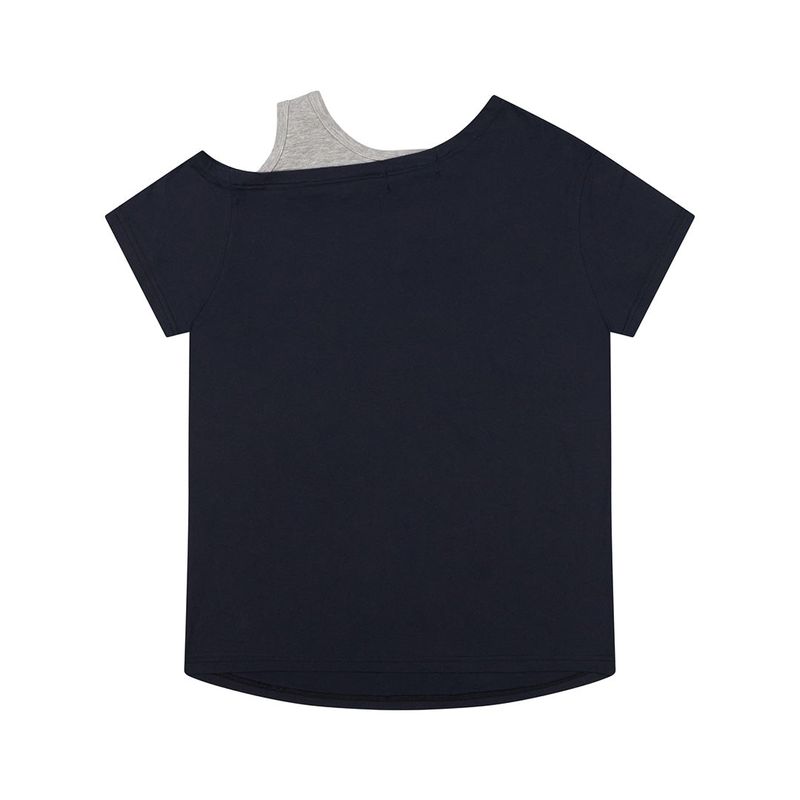 (DUC) BB Layered One-Shoulder T-Shirt Dark Navy