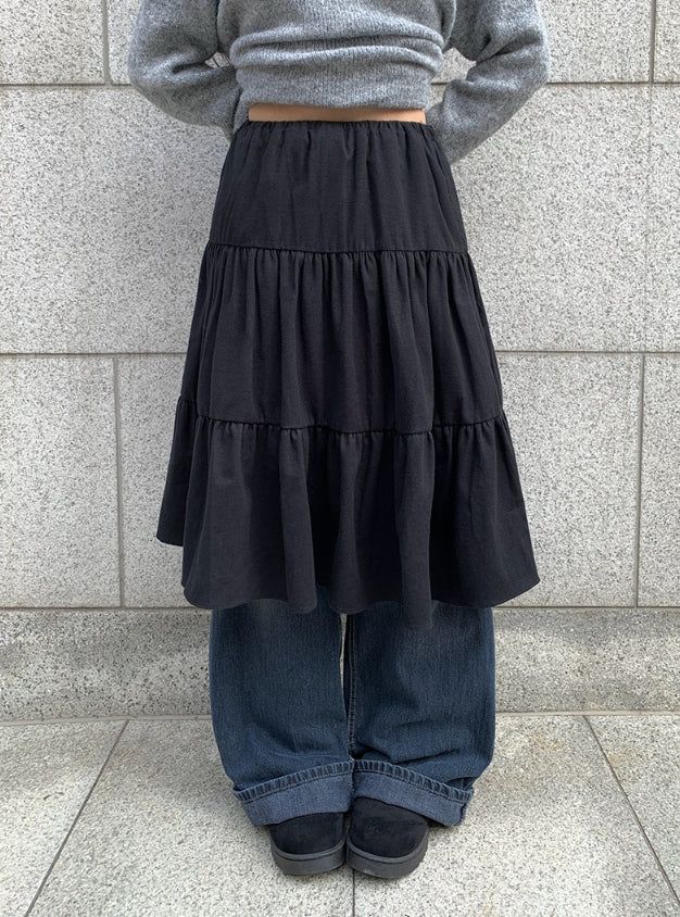 anyonemore（エニーワンモアー）の「Hyusi Peach Fuzz Tiered Midi Skirt（Skirts）」