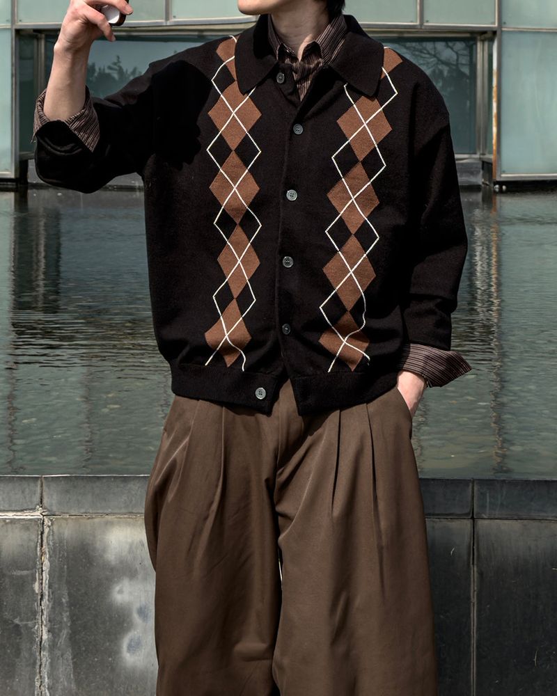 Thebel Argyle Knit Cardigan