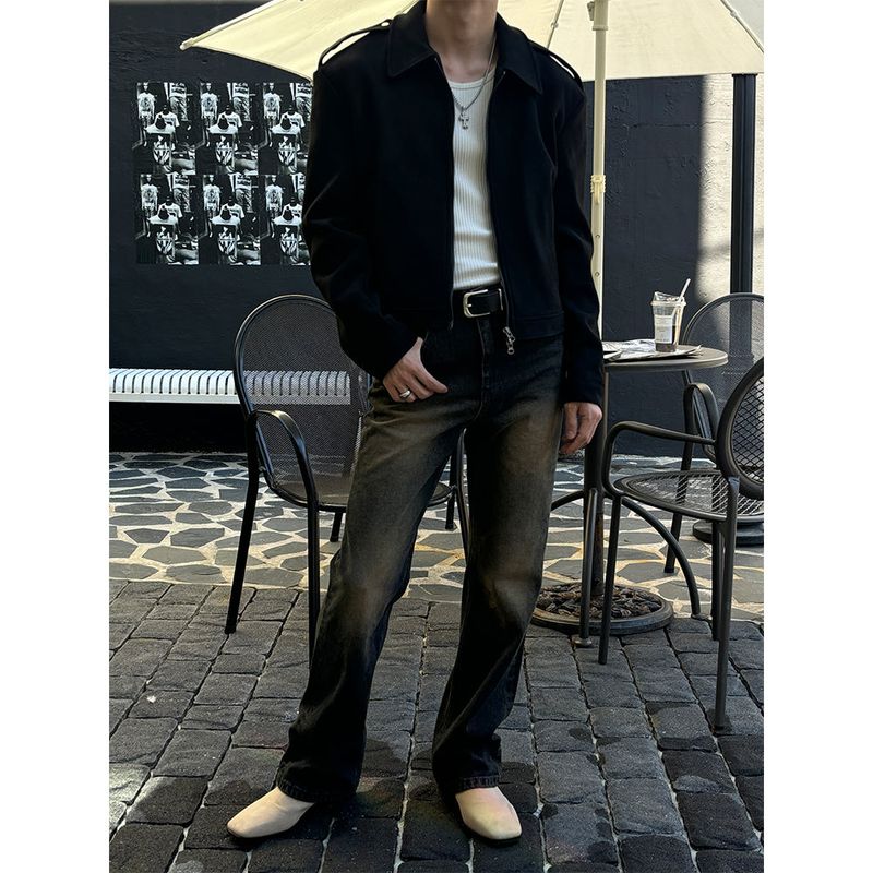 [F/W] Shoulder strap crop suede jacket(2color)