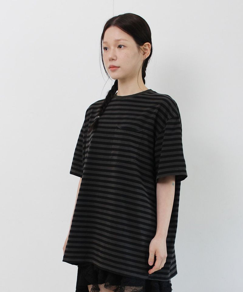 Stripe Vintage Pocket Damage Tee