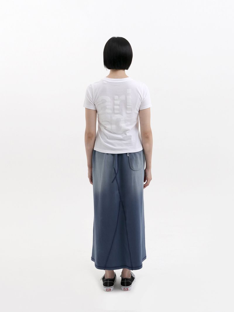 BASIC DAMAGE WASHING DENIM SWEATSKIRT (BLUE)