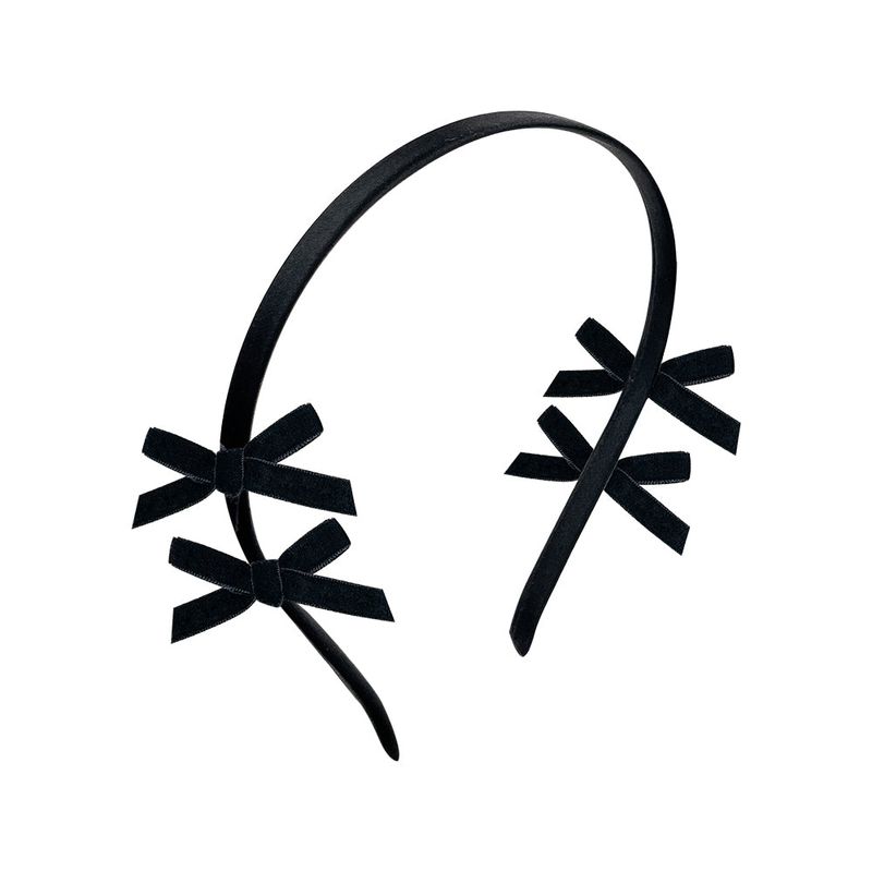 Velvet Mini Ribbon Hairband _ Black