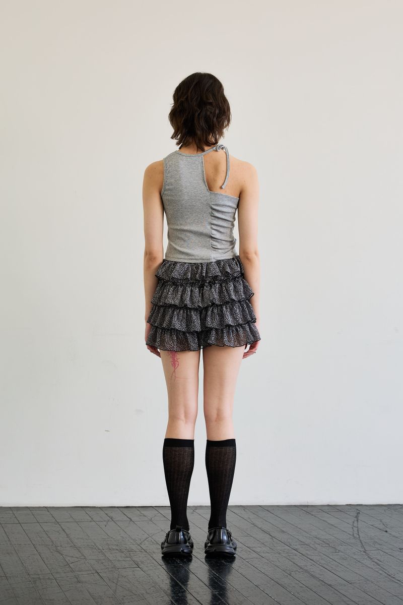 BEBE UNBALANCE SLEEVELESS TOP / GRAY