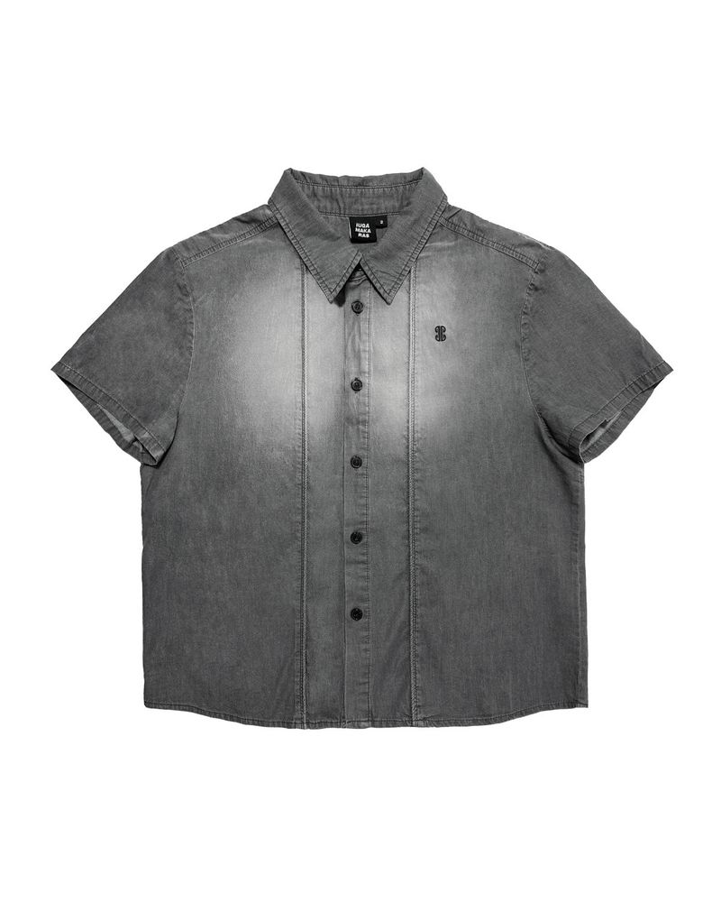 Washed Denim Half Shirt (Gray)