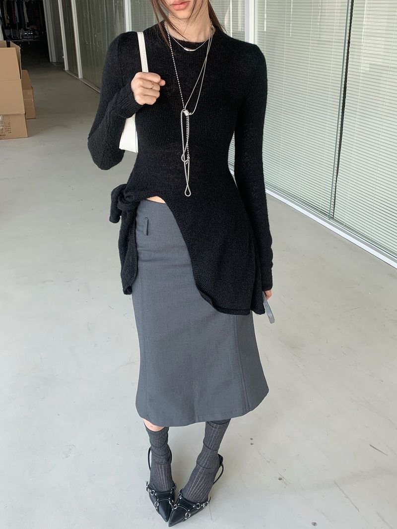 slit line midi skirt