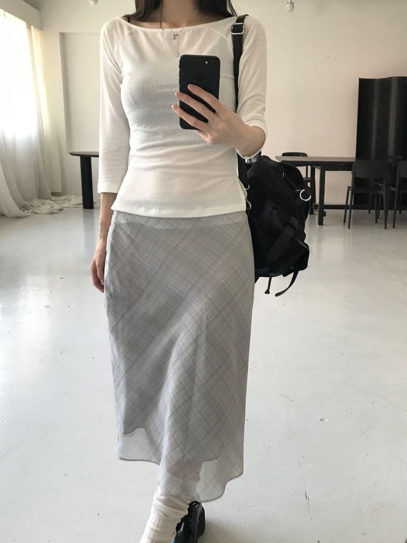 Lia Checkered Midi Skirt (2 colors)