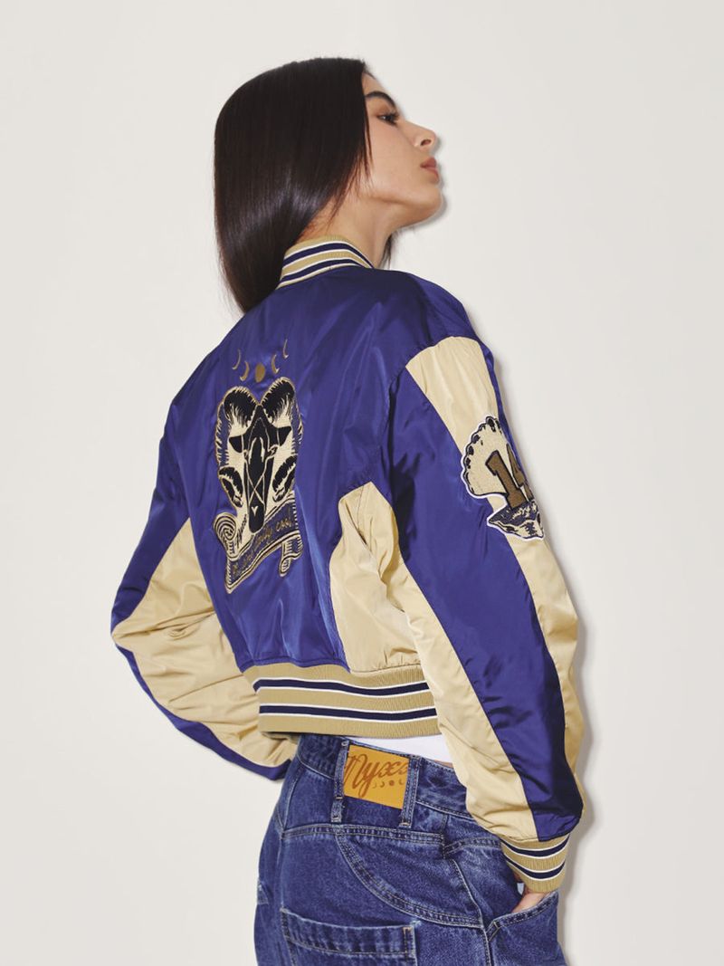 OVIS COLOR BLOCK BOMBER JACKET (NAVY)