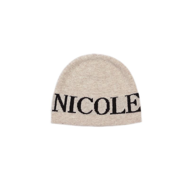 CASHMERE LETTERING JAQUARD BEANIE_BEIGE