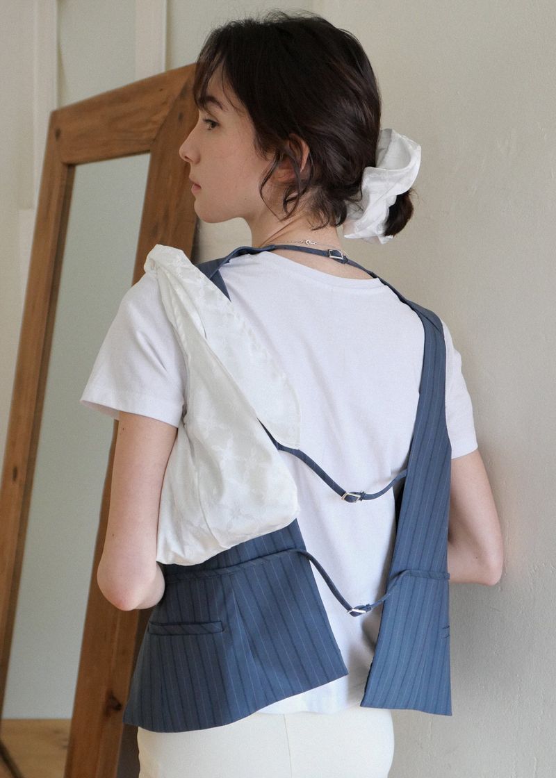 Floral Satin Jacquard Two-way Mini Bag_White
