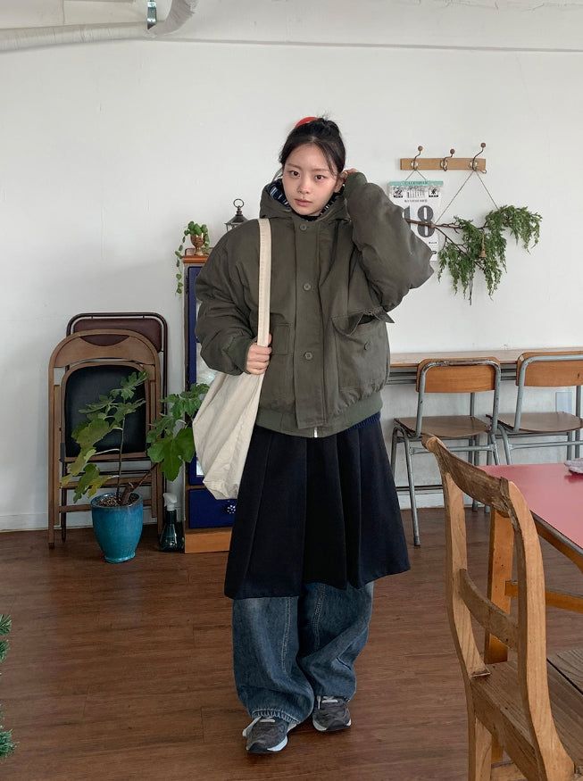 [unisex] Bittori Button Hood Wellon Padding Jumper