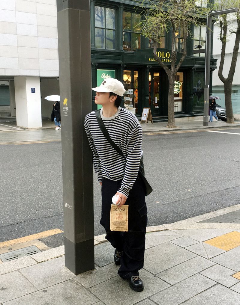 No.1698 stripe side button KNIT (3color)