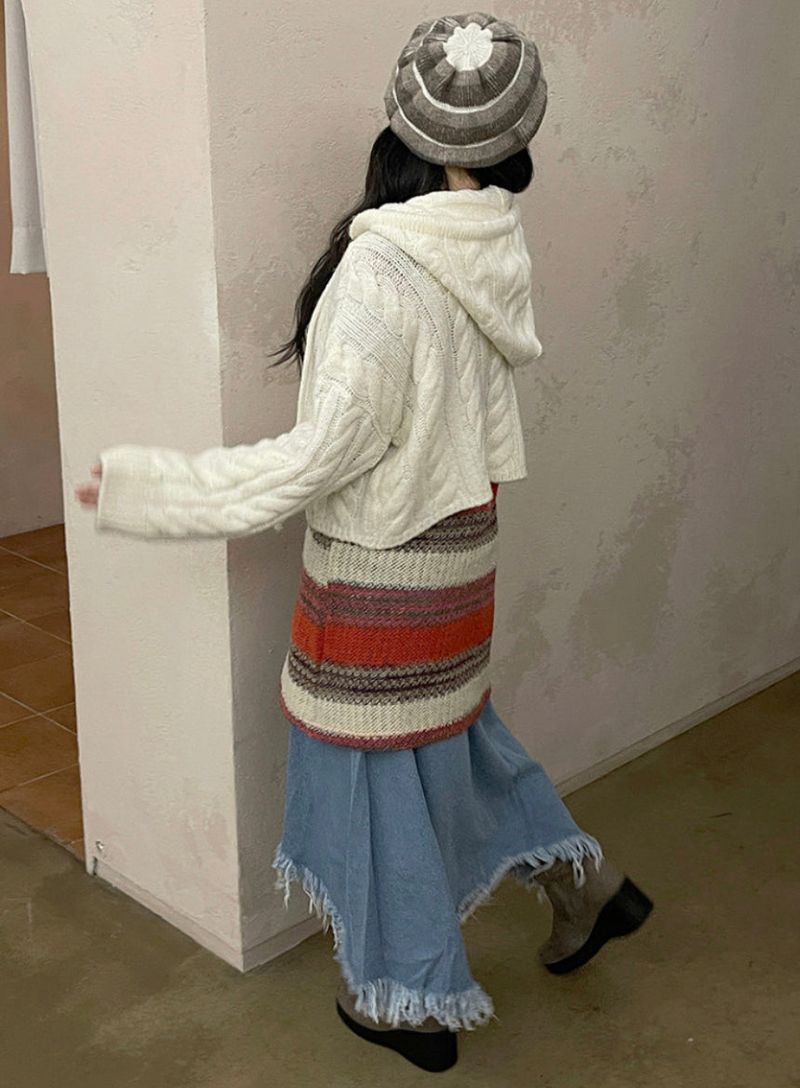 vintage jean damage long skirt