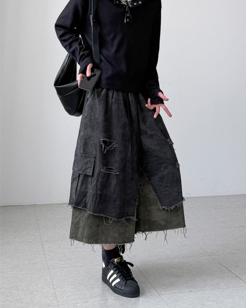 Camo Layered Bermuda Pants