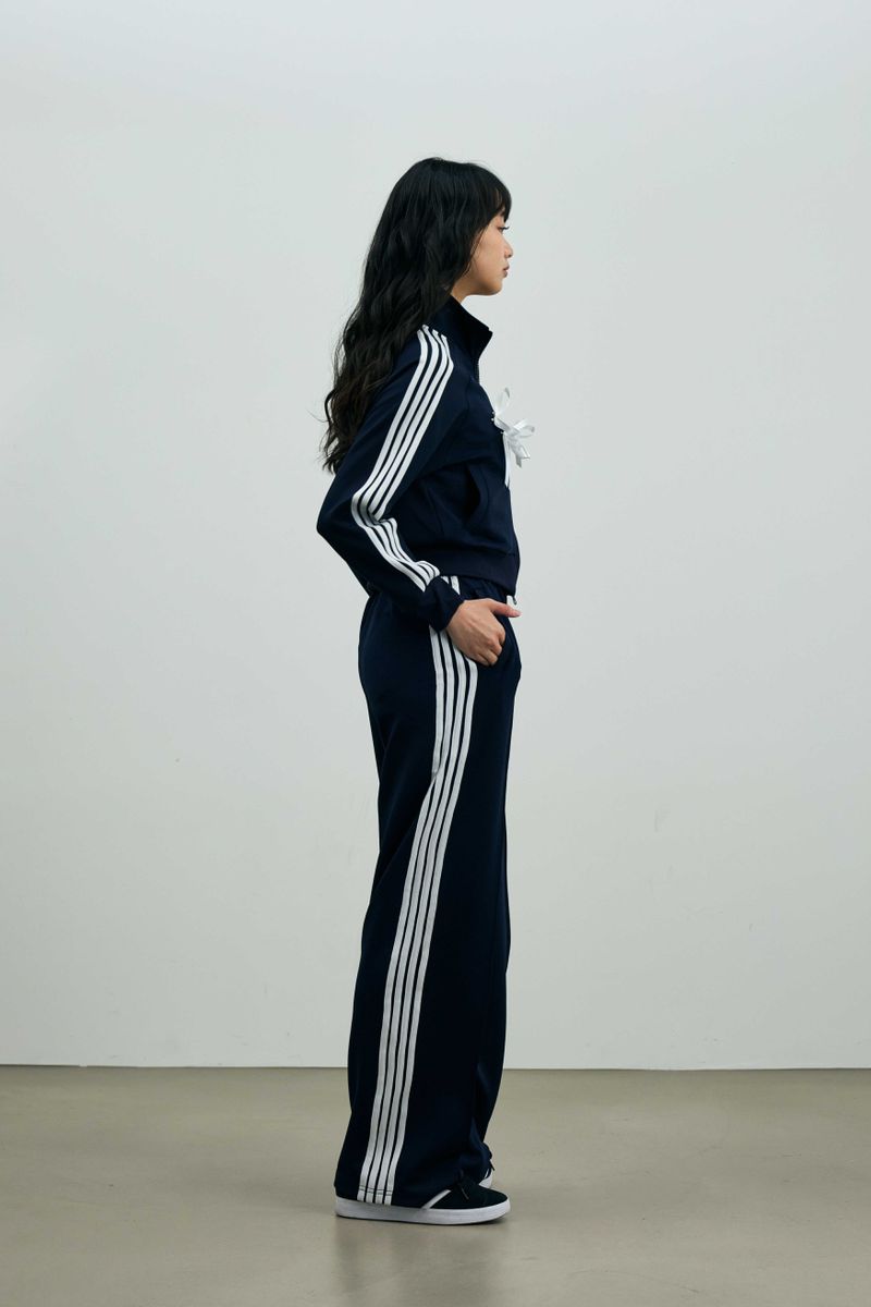 RIBBON JERSEY TRACK PANTS / NAVY