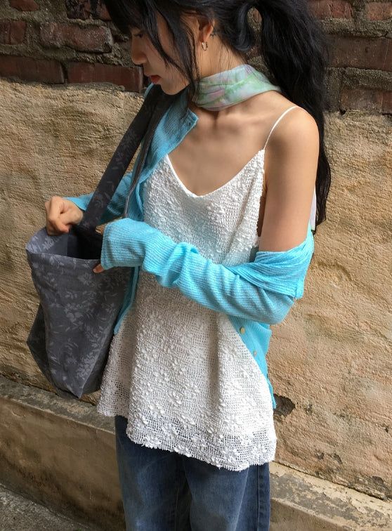 Macy Summer See-Through Ribbed Slim-Fit Cardigan