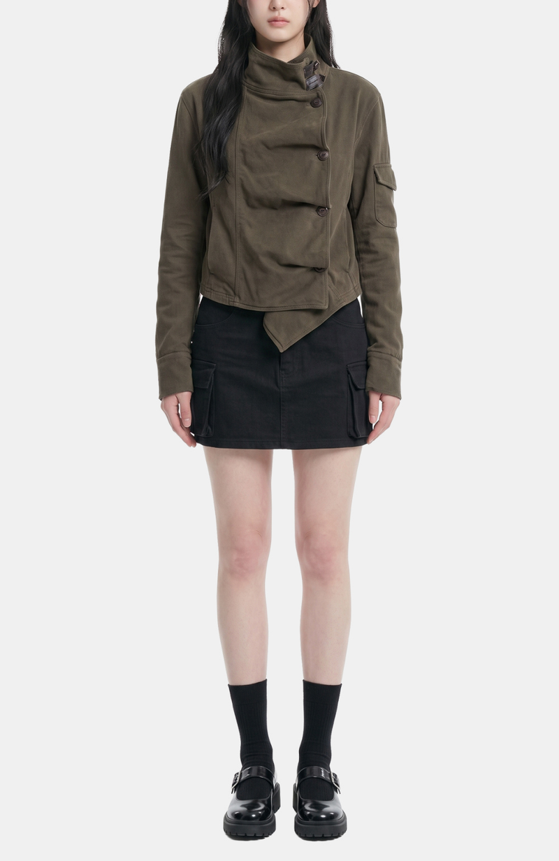 Evelyn Asymmetric Layered Military Jacket