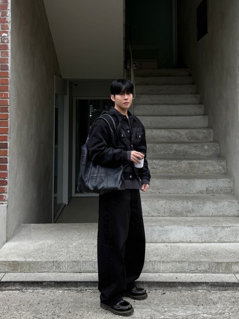 Loin trucker cropped knit jacket