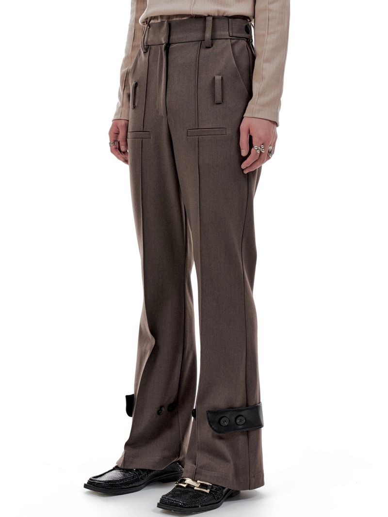 LEATHER STRAP TAILORED PANTS