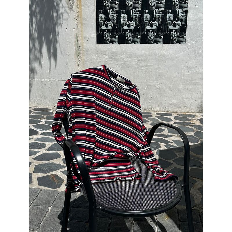 [F/W] Multi stripe henry neck long sleeves (3color)