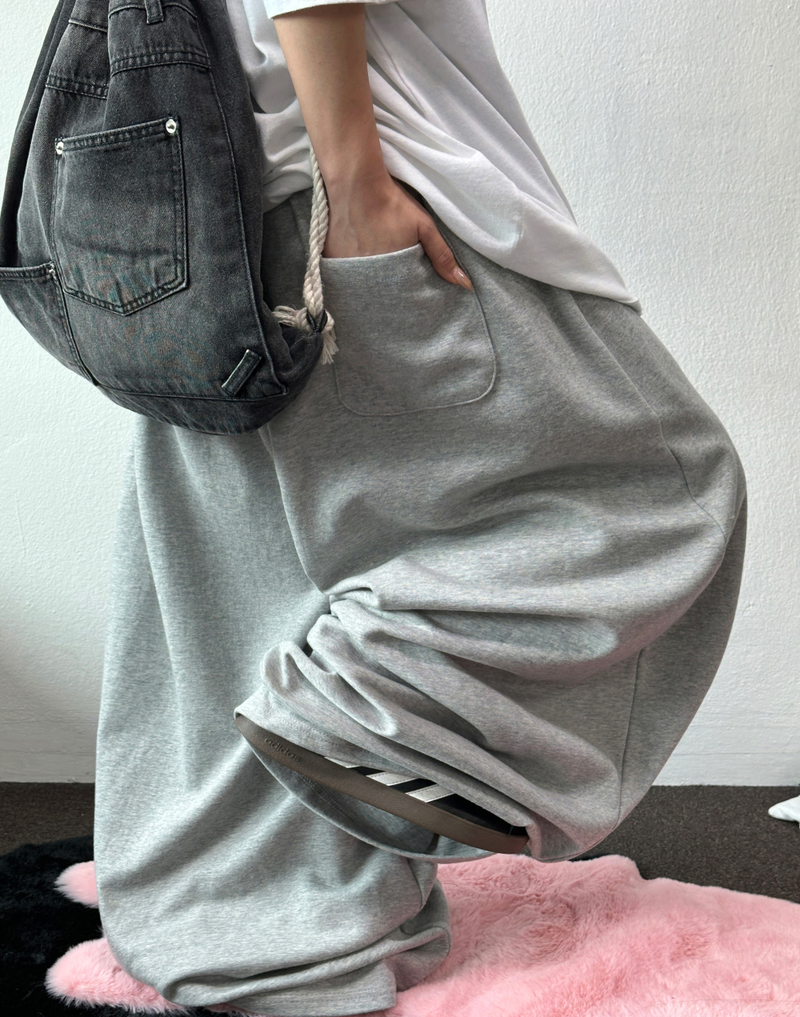 10000 SOLD OUT 🤍 KOREAN / S-XL 🤍 BASIC BALLOON JOGGER WIDE LONG PANTS 🤍🩶 - 2 COLORS